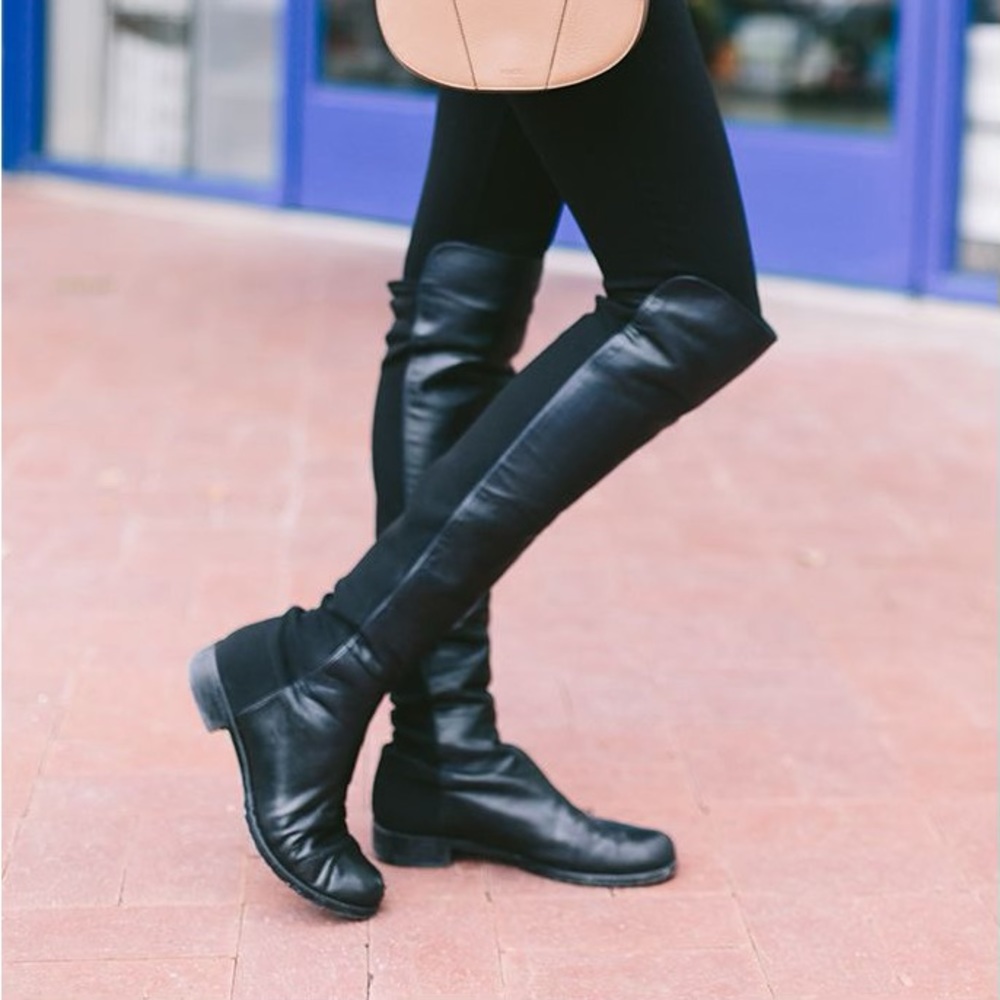 EUC Stuart Weitzman 5050 Over the Knee Boots in Black Leather